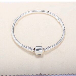 3mm Silver-Plated Copper Snake Chain Bracelet with Barrel Clasp Classic Charm